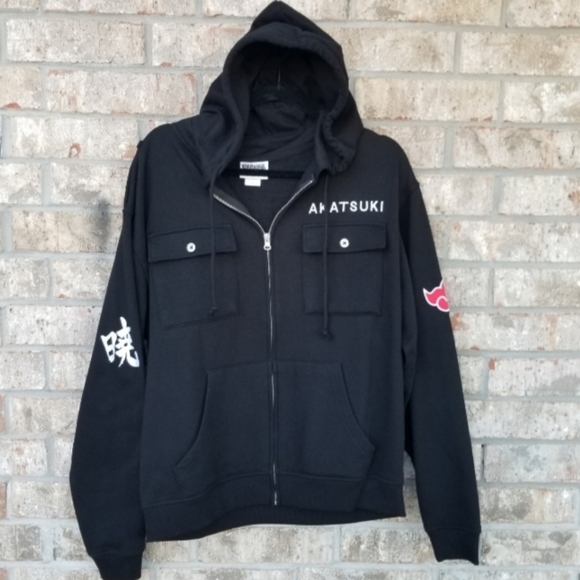 Authentic BLACK Naruto Shippuden AKATSUKI Cloud Hoodie Anime ZIP JACKET (Size M) - Picture 3 of 10